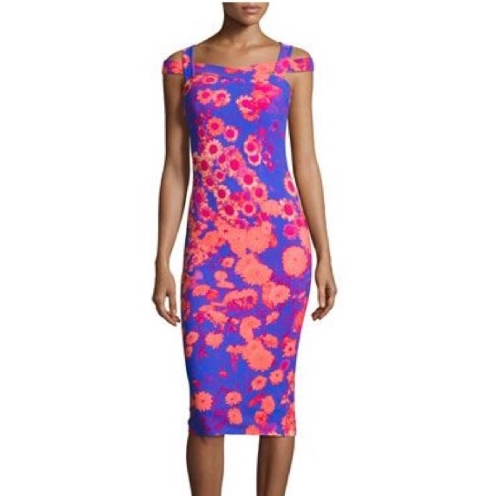 Chiara Boni Purple and Pink Floral Midi Dress